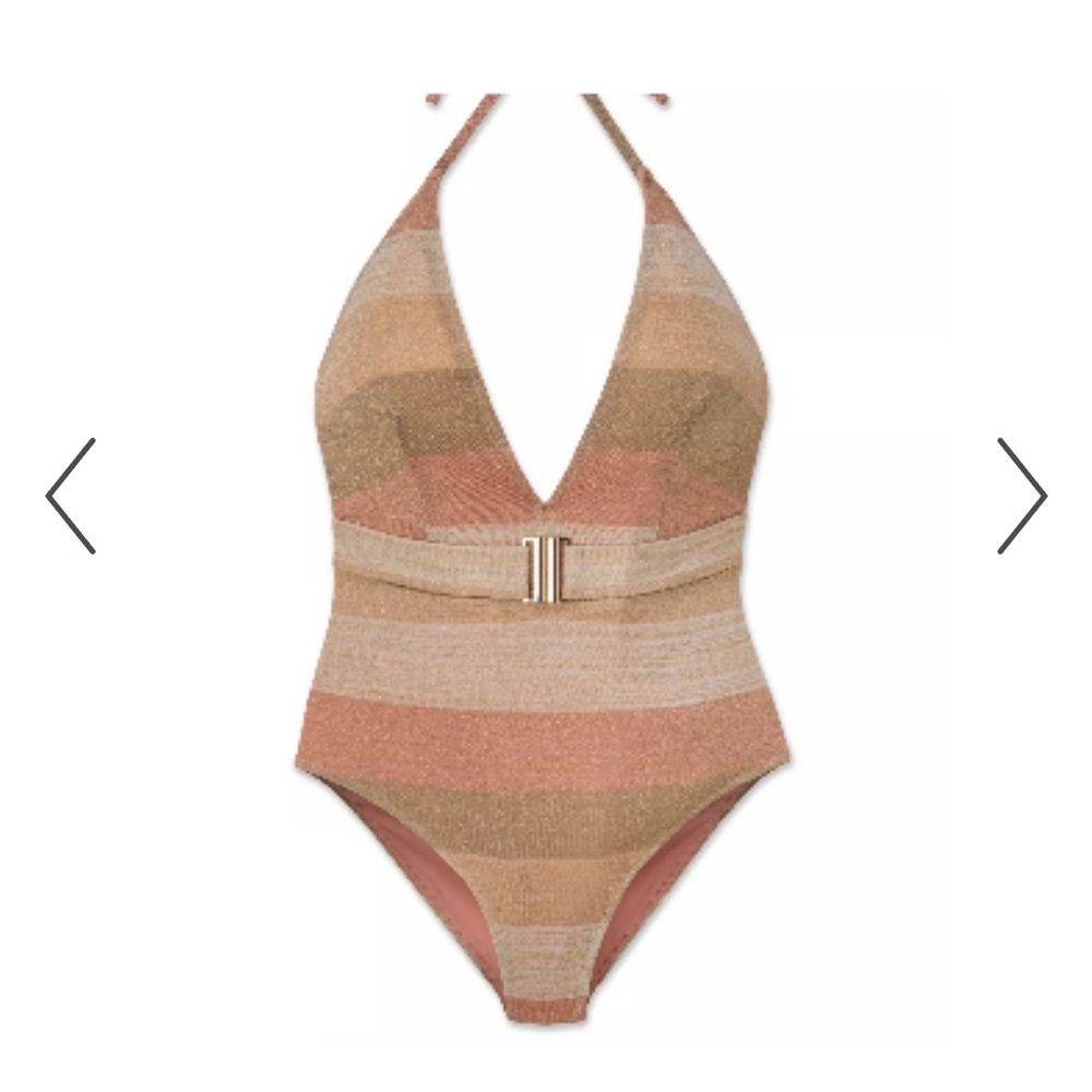 NWT “Wet” Palm Springs Chic Sexy One Piece Swimsuit Gold Shimmer